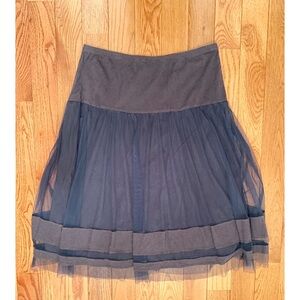 LUNN by LILITH Sz 4 Midi Length Gray / Blue Tull & Cotton Skirt
